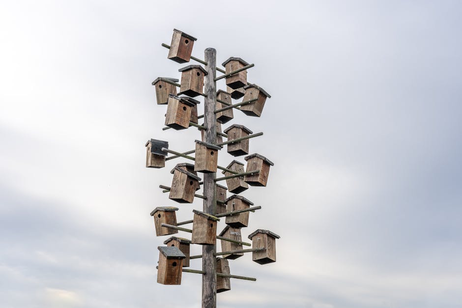 Fertiger Nistkasten für heimische Singvögel an einem Apfelbaum